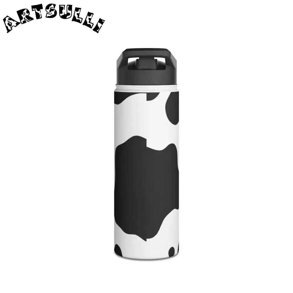 JAKKOUTTHEBXX Stainless Steel Cow Print Water Bottle with Flip Top