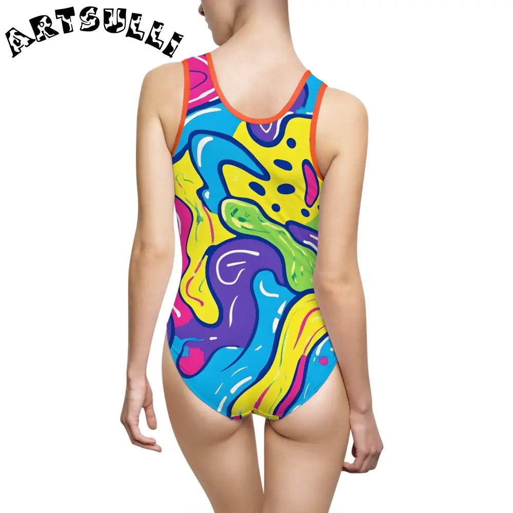 JAKKOUTTHEBXX Colorful Abstract Print One Piece with Elastic Straps 2025