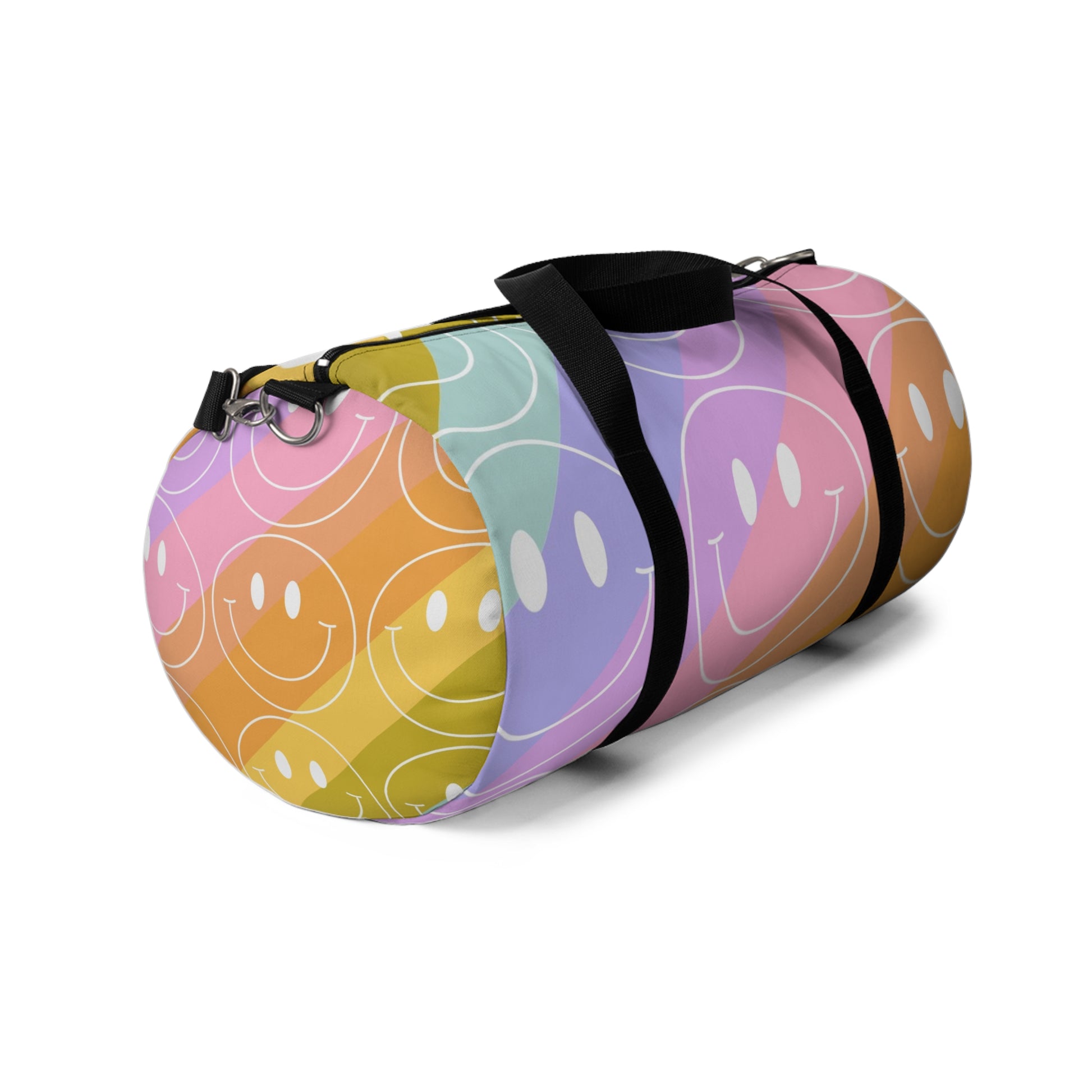 Smiley Face x Rainbow Stripes Multi-Color Duffel Bag, Artsulli - Art is Long, Life is Short, Bags, , , , , , , 