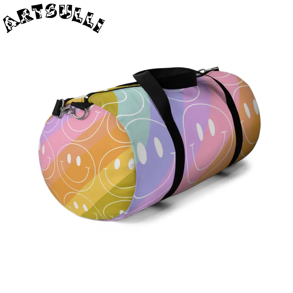 JAKKOUTTHEBXX Smiley Face x Rainbow Stripes Multi-Color Duffel Bag