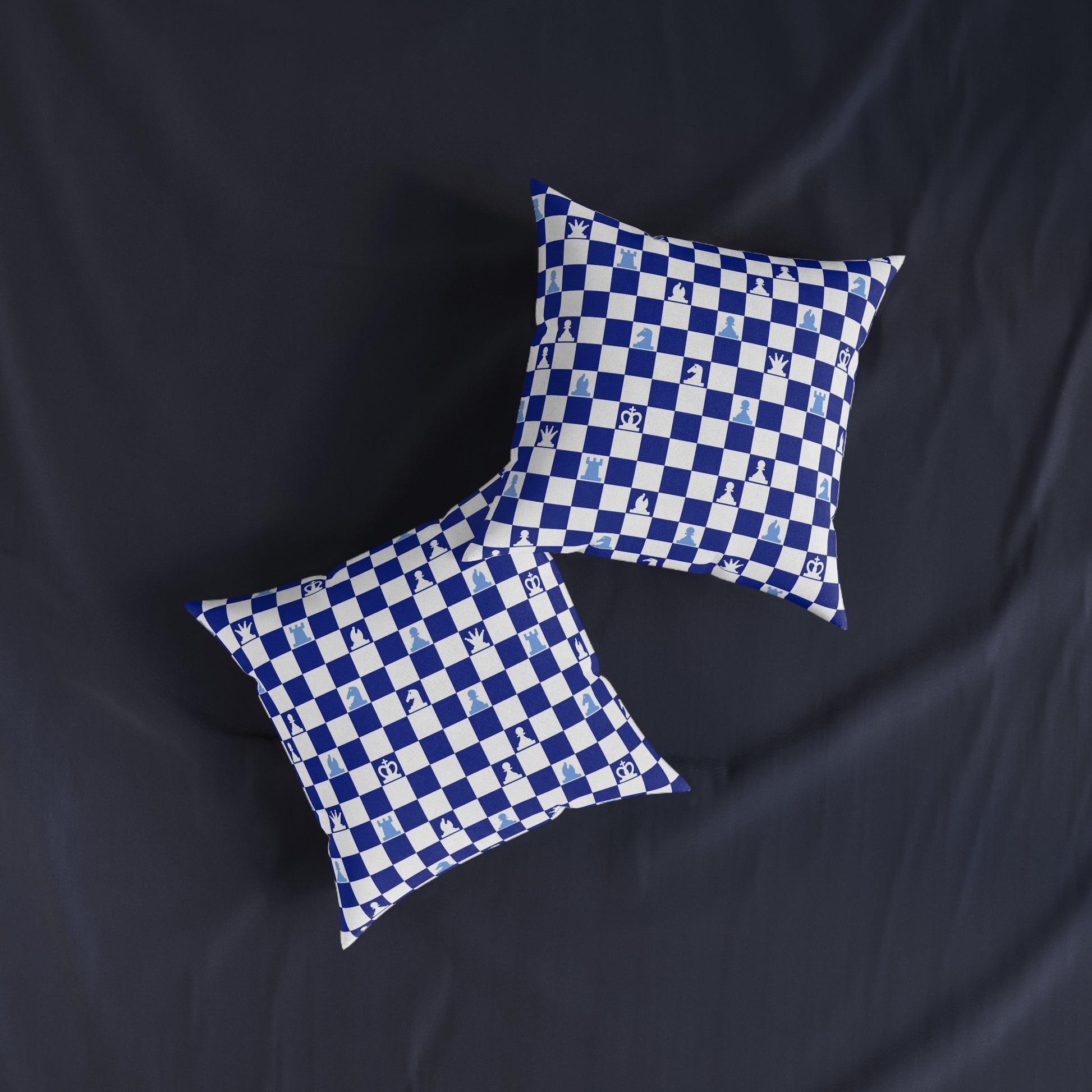 Chessboard Navy Blue Square Pillow, Artsulli - Art is Long, Life is Short, Home Decor, , , , , , , 