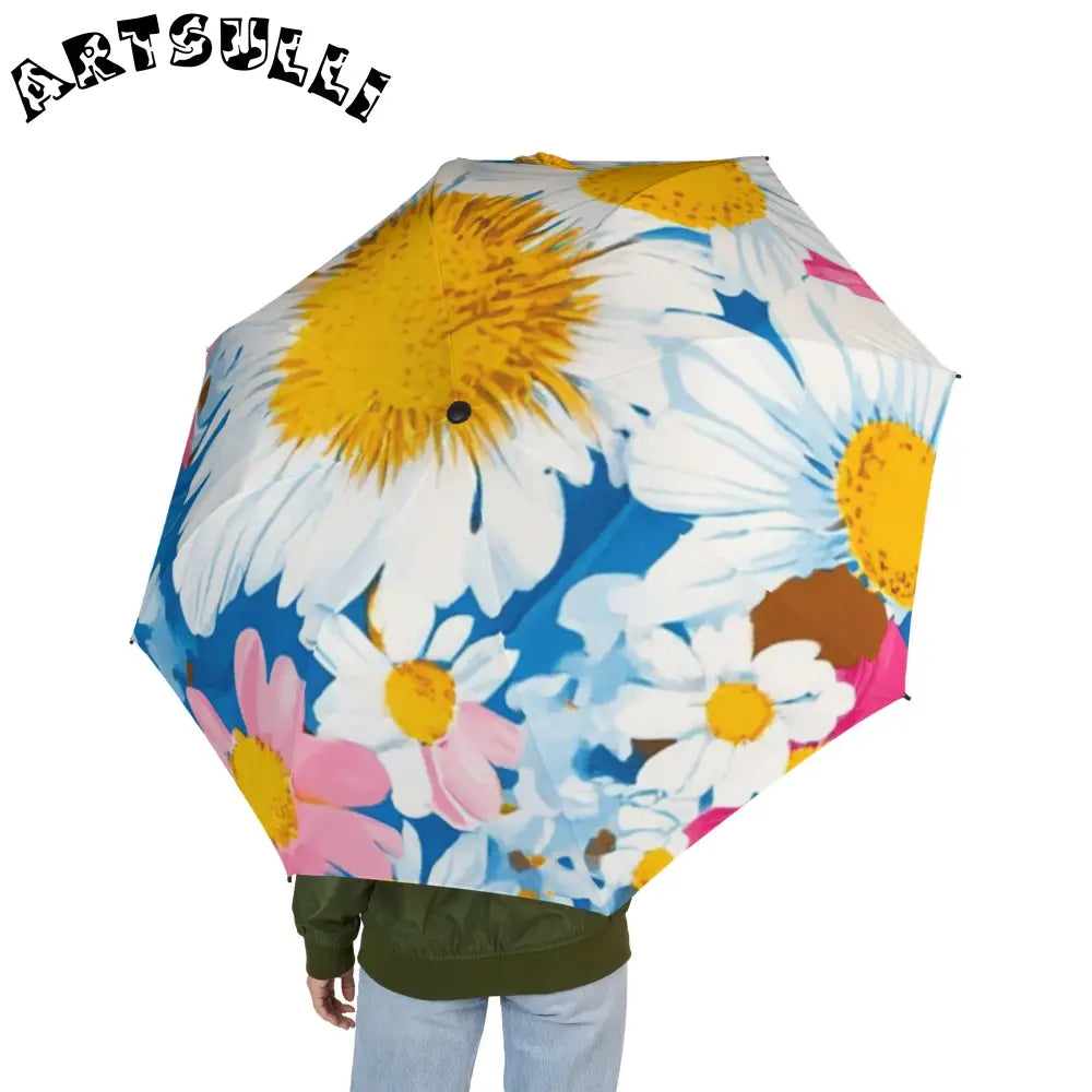JAKKOUTTHEBXX CDG Daisy Dream Blue Semi-Automatic Foldable Umbrella