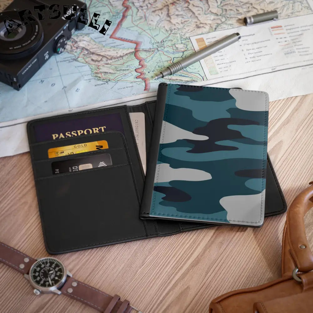 JAKKOUTTHEBXX Blue Camouflage Passport Cover JAKKOUTTHEBXX Artsulli