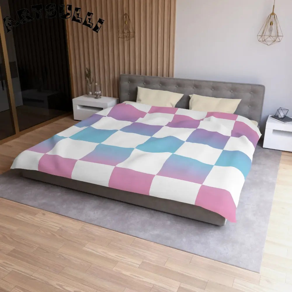 JAKKOUTTHEBXX Vaporwave Check Microfiber Duvet Cover JAKKOUTTHEBXX
