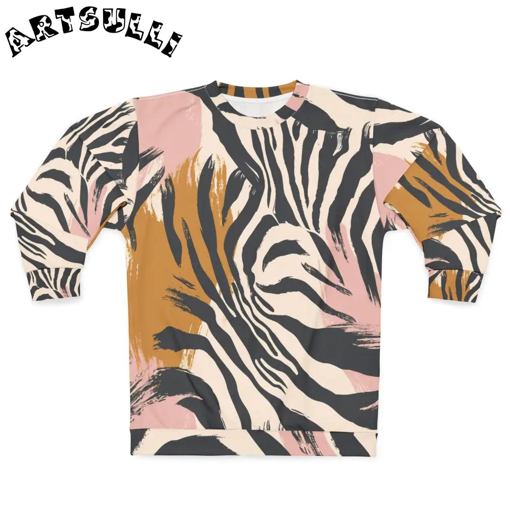 JAKKOUTTHEBXX Abstract Zebra Print Artistic Work Crewneck Sweatshirt