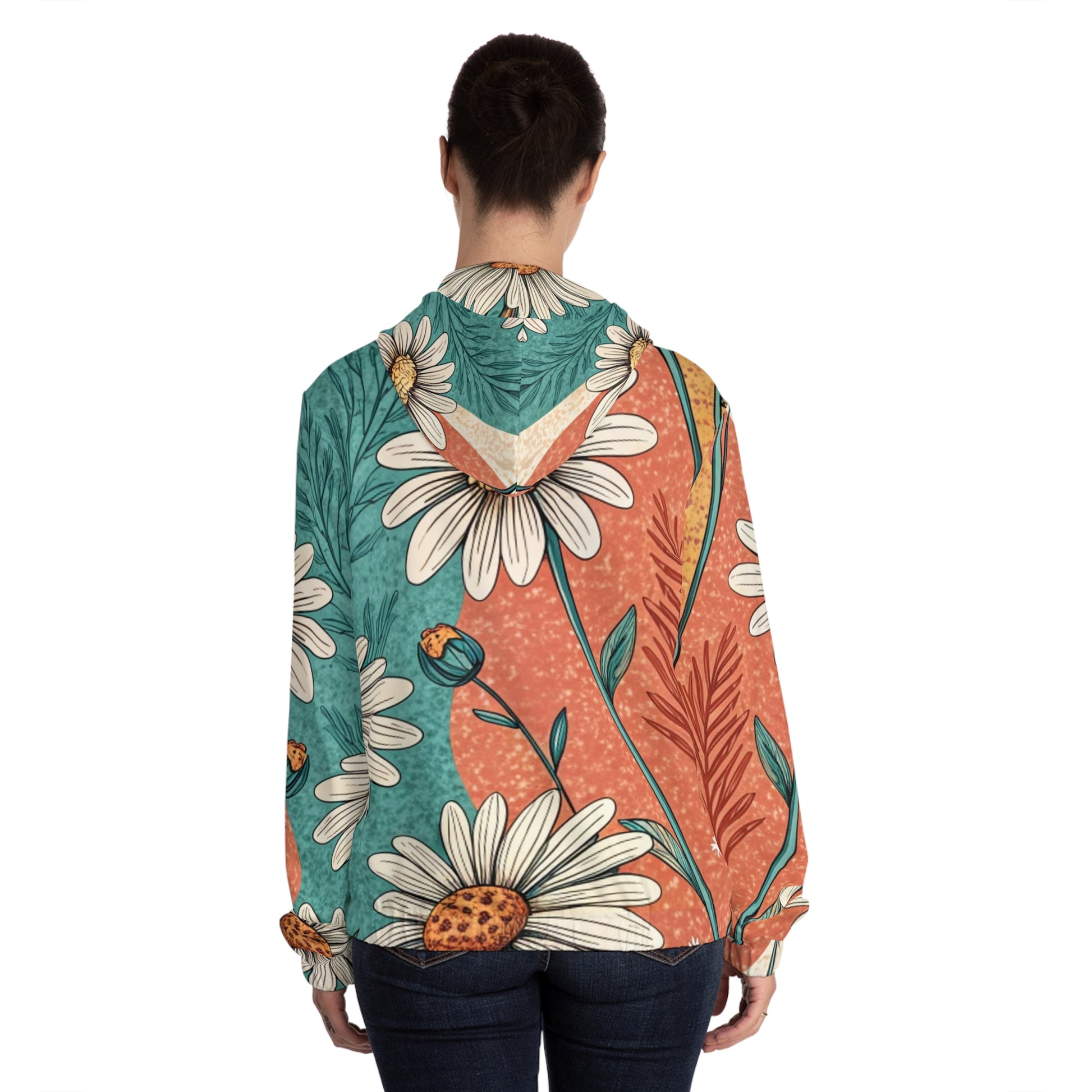 Retro Daisy Dream Women’s Full-Zip Hoodie (AOP), Artsulli - Art is Long, Life is Short, All Over Prints, , , , , , , 