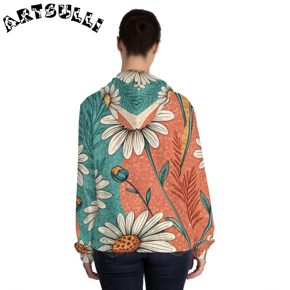 JAKKOUTTHEBXX Retro Daisy Dream Women’s Full-Zip Hoodie (AOP)