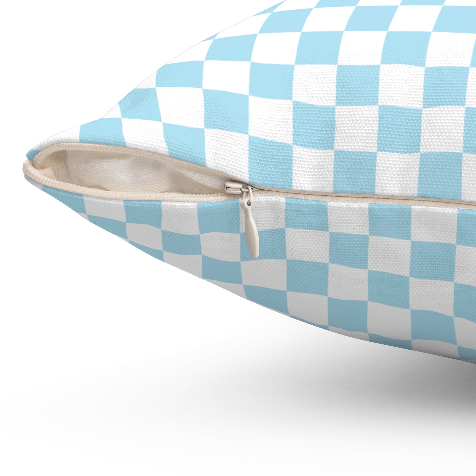 Checkerboard Sky Blue Spun Polyester Square Pillow, Artsulli - Art is Long, Life is Short, Home Decor, , , , , , , 