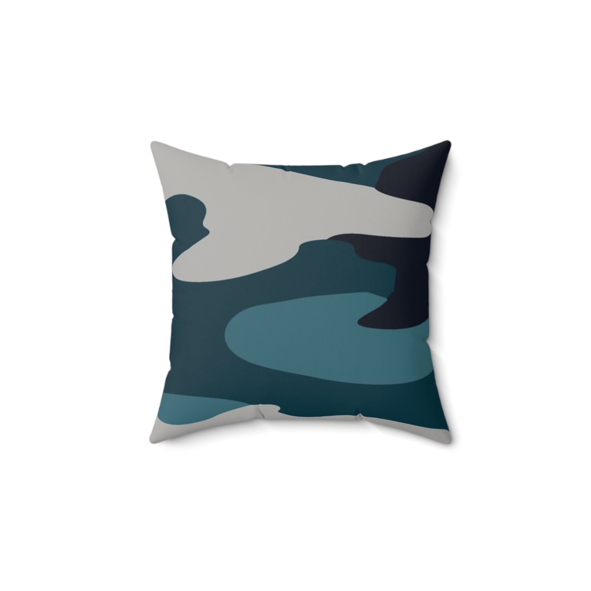 Blue Camouflage Faux Suede Square Pillow, Artsulli - Art is Long, Life is Short, Home Decor, Size, 14" × 14", , , , , 10534703150479