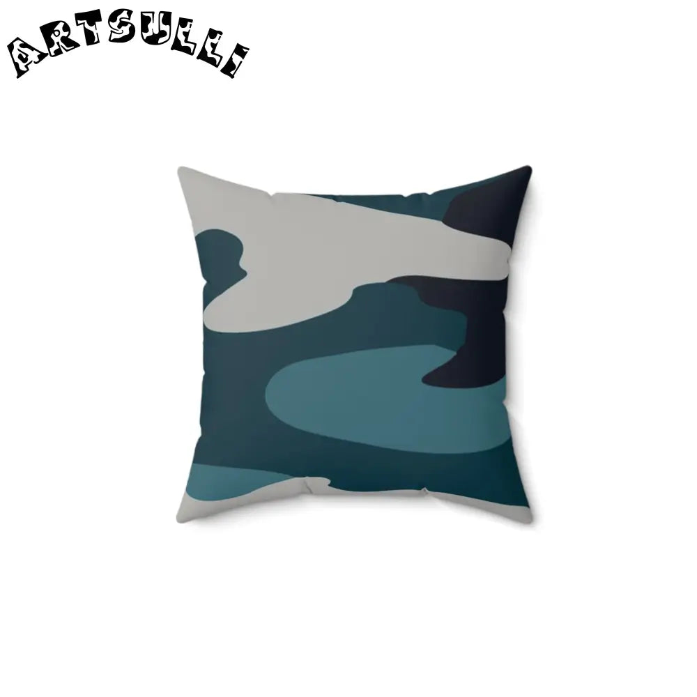 JAKKOUTTHEBXX Blue Camouflage Faux Suede Square Pillow JAKKOUTTHEBXX