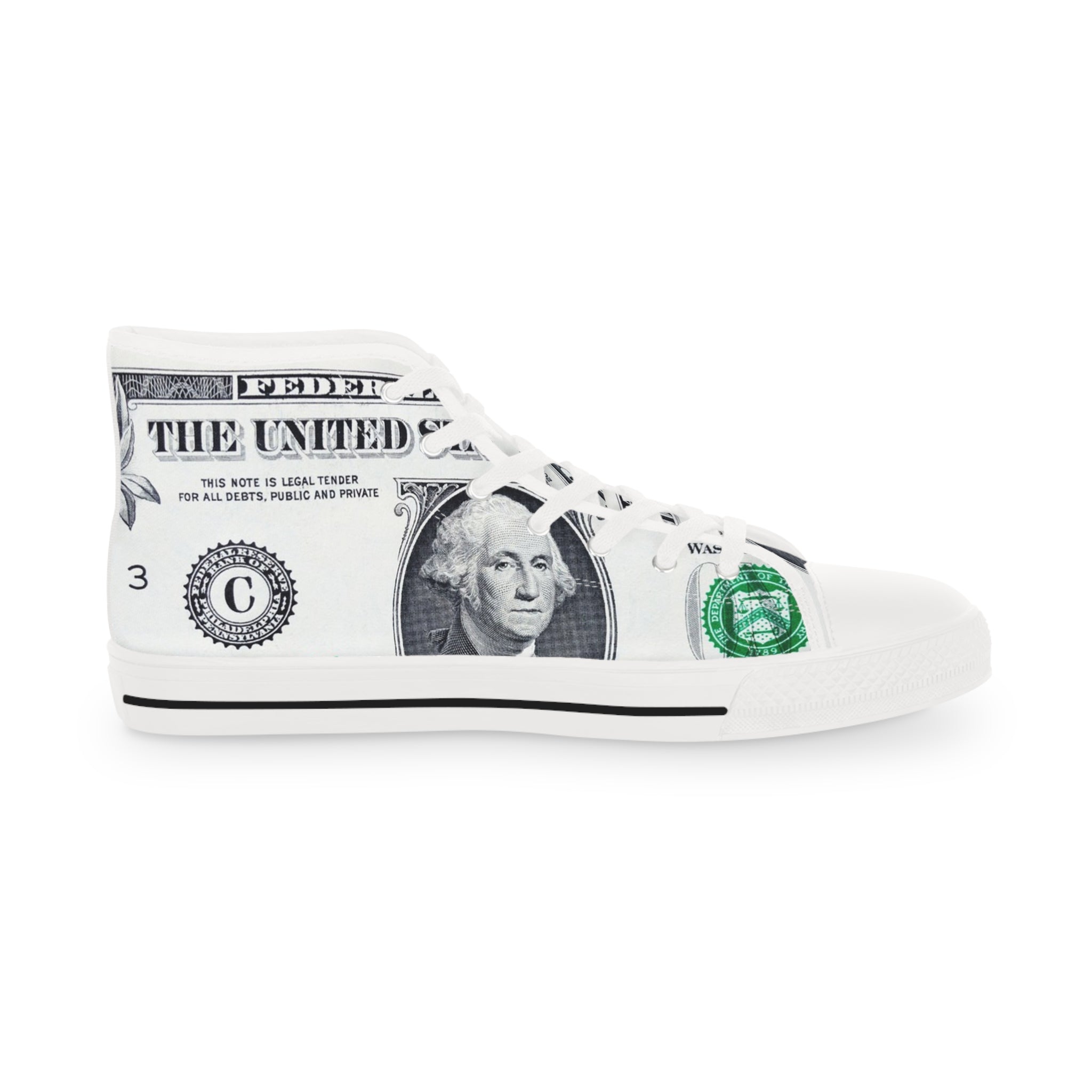 Money Collage Men's High Top Sneakers, Artsulli - Art is Long, Life is Short, Shoes, , , , , , , 