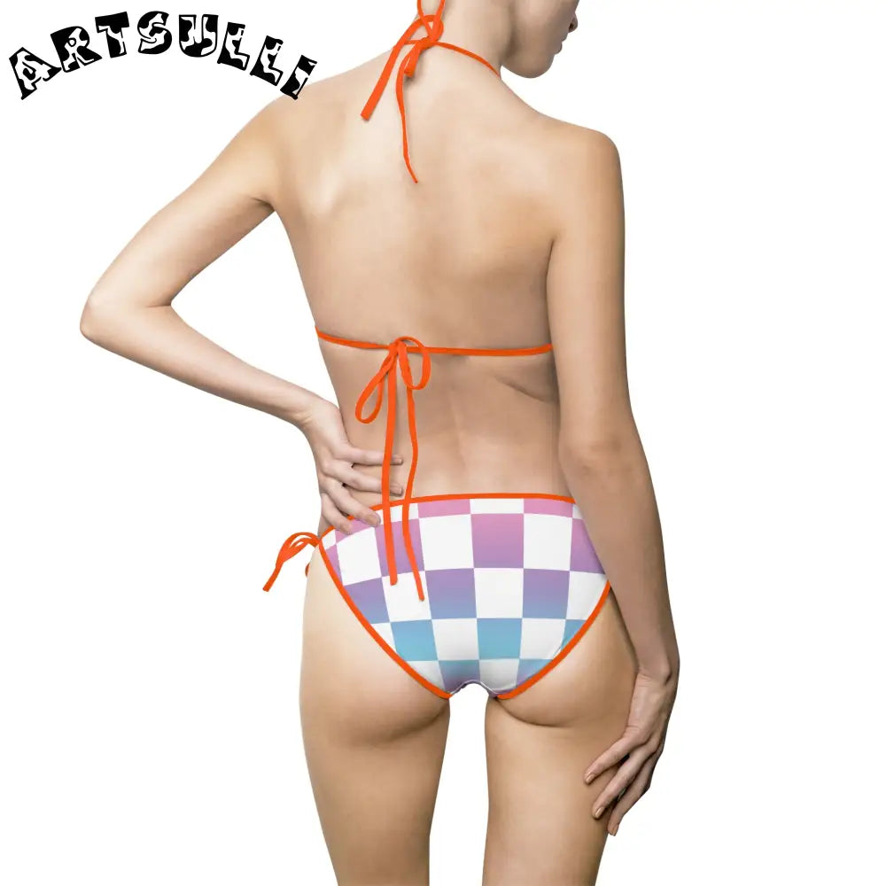 JAKKOUTTHEBXX Vaporwave Check Women’s Bikini Swimsuit (AOP)