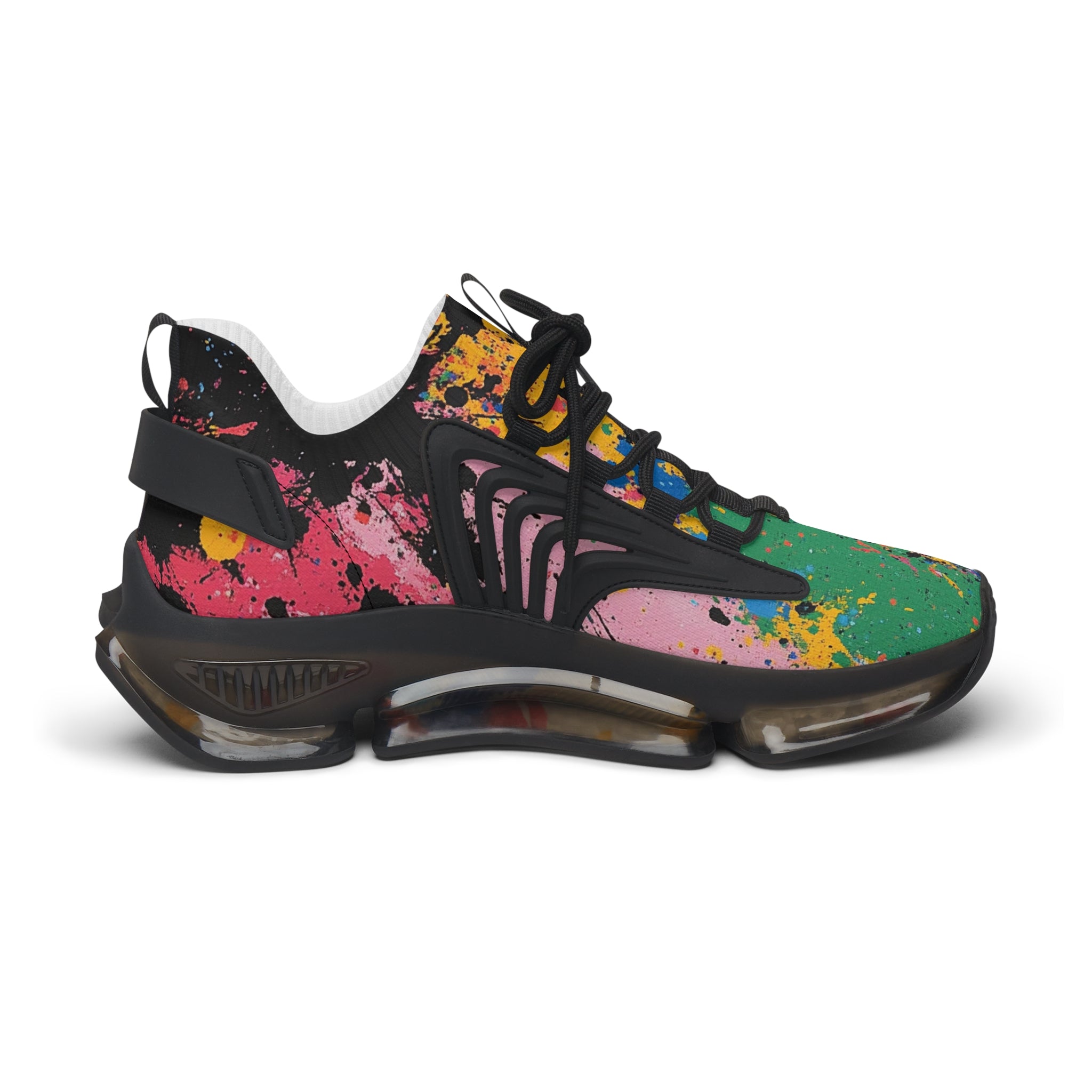 The Colors Of Paint Splatter II Multi-Color Women's Mesh Sneakers, Artsulli - Art is Long, Life is Short, Shoes, , , , , , , 