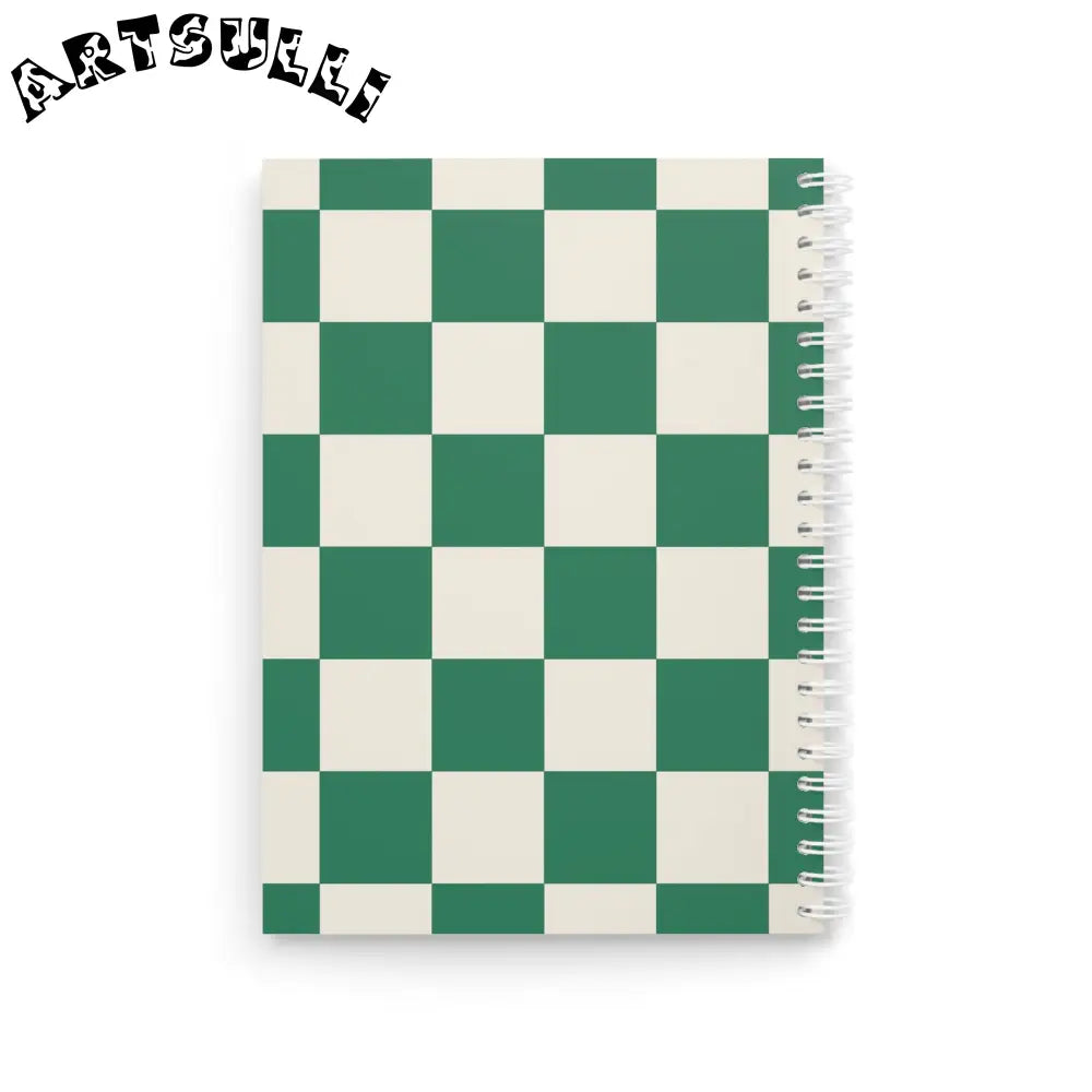 JAKKOUTTHEBXX Checkerboard Dark Green Spiral Notebook JAKKOUTTHEBXX