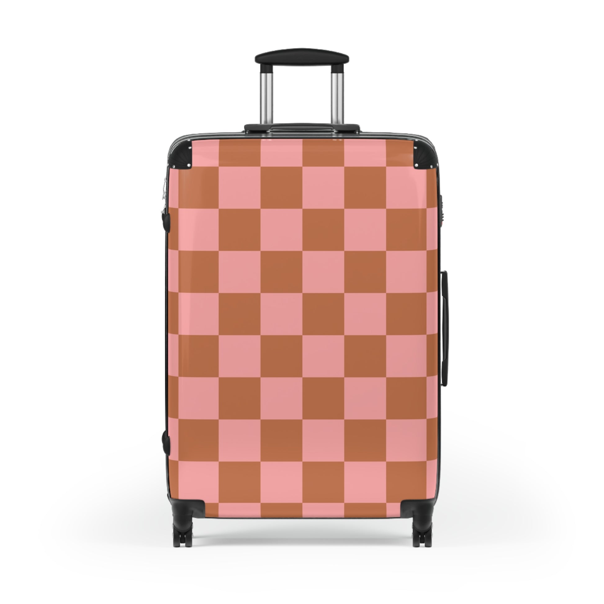 Chessboard Pink and Brown Suitcase, Artsulli - Art is Long, Life is Short, Bags, , , , , , , 