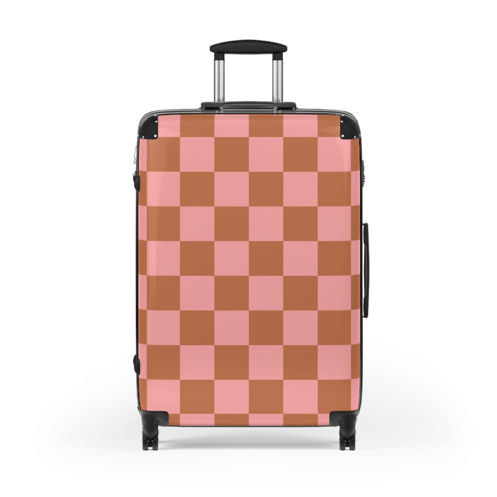 Chessboard Pink and Brown Suitcase, Artsulli - Art is Long, Life is Short, Bags, , , , , , , 