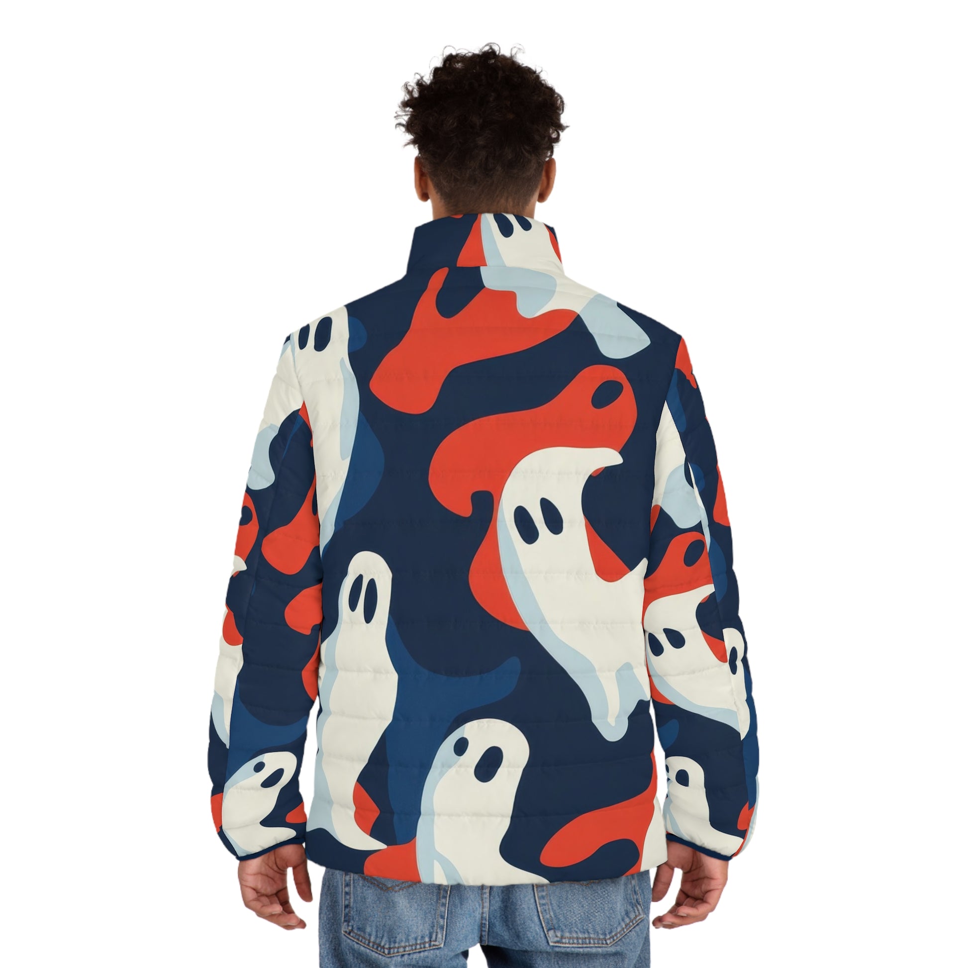 Camo Ghosts Men's Puffer Jacket (AOP), Artsulli - Art is Long, Life is Short, All Over Prints, , , , , , , 