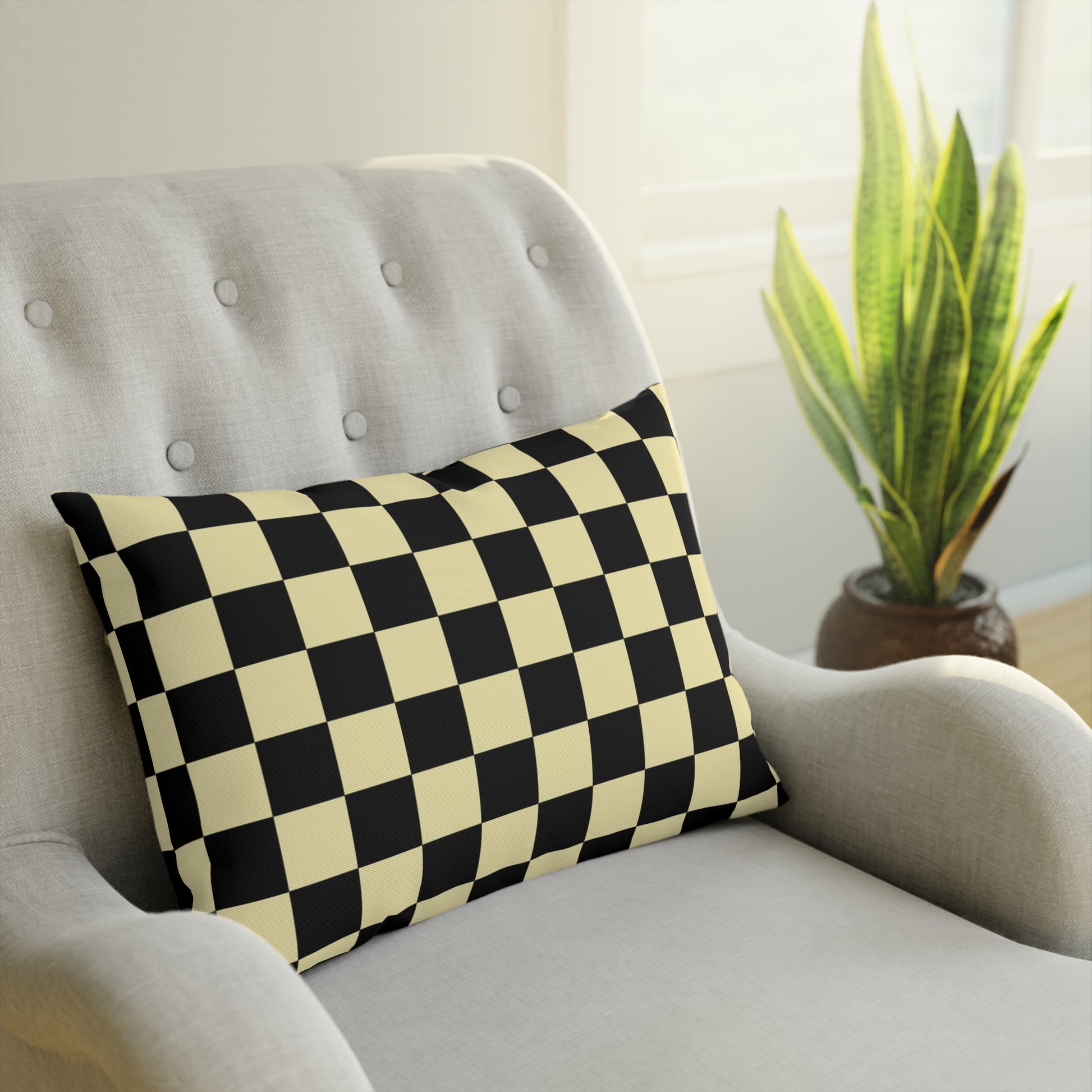 Checkerboard Black and Yellow Cushion, Artsulli - Art is Long, Life is Short, Home Decor, , , , , , , 
