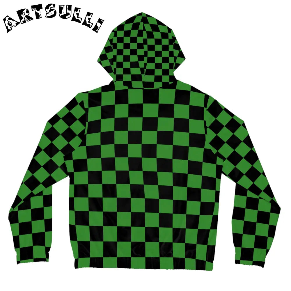 JAKKOUTTHEBXX Checkerboard Green and Black Women’s Full-Zip Hoodie