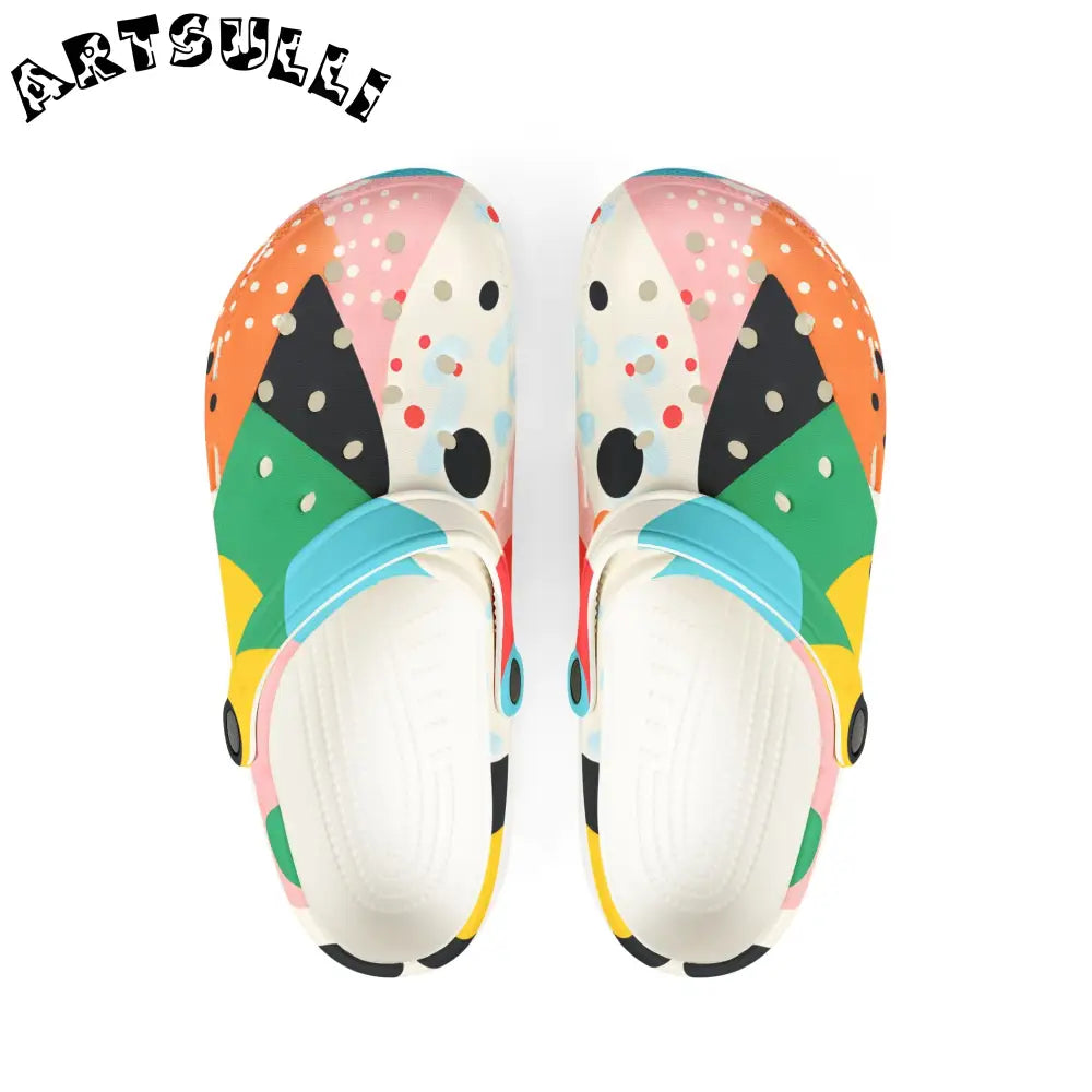 JAKKOUTTHEBXX Colorful Abstract Shapes EVA Foam Rubber Shoes (AOP)