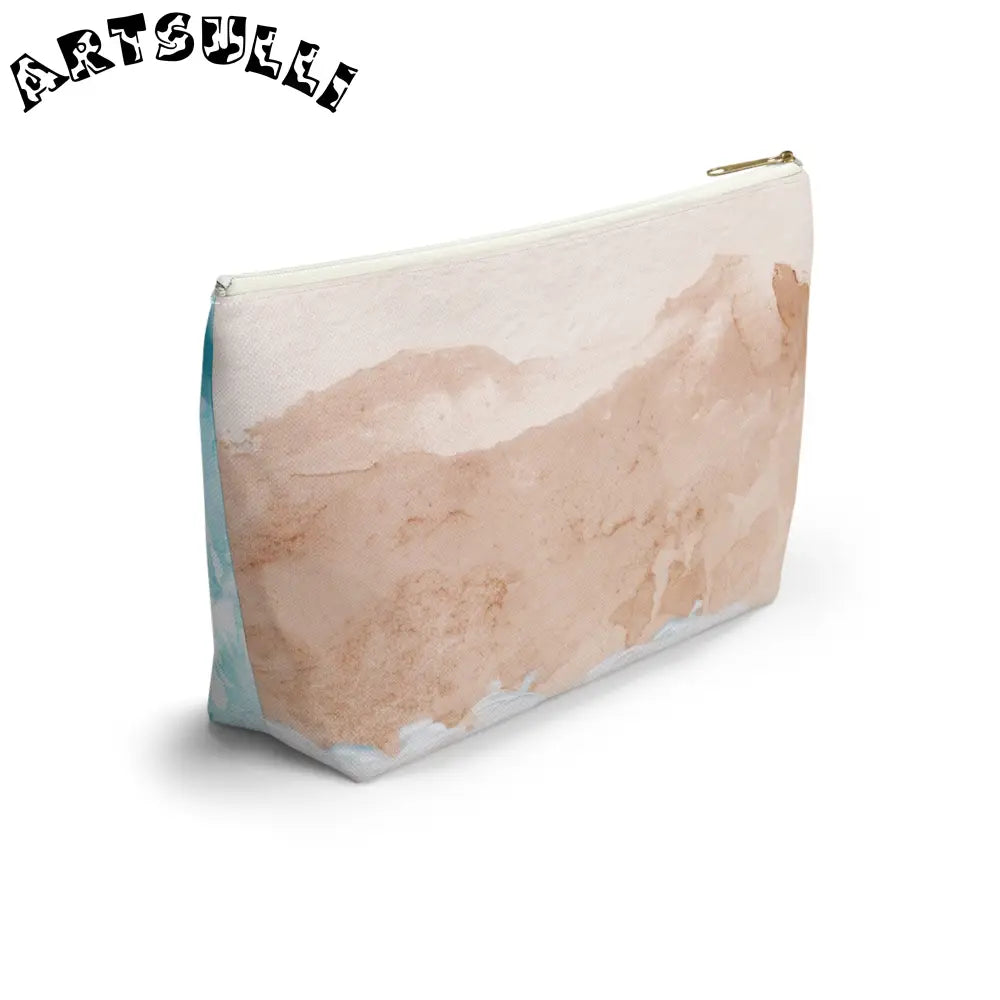 JAKKOUTTHEBXX Teal and White Abstract T-Bottom Pouch JAKKOUTTHEBXX