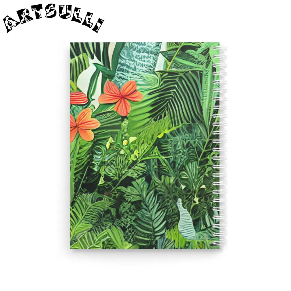 JAKKOUTTHEBXX Tropical Leaf and Orange Flower Spiral Notebook