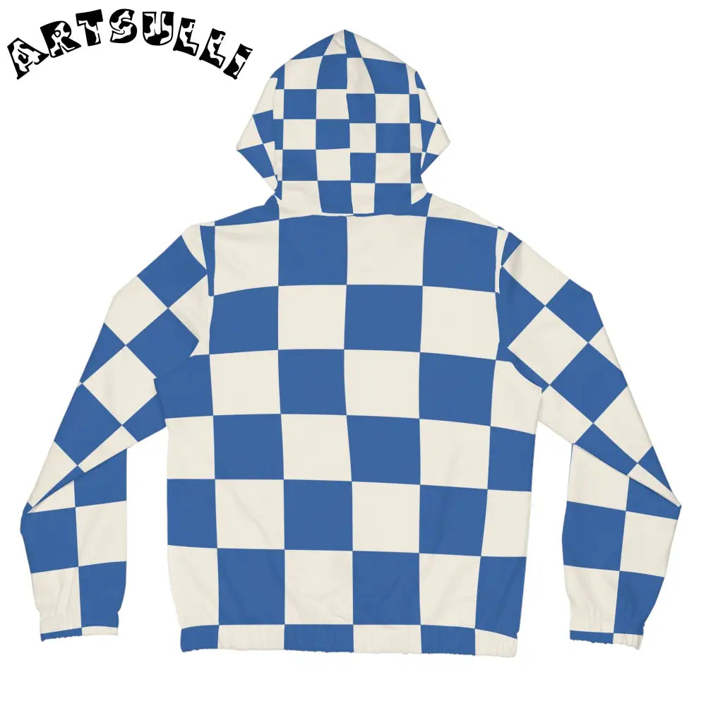 JAKKOUTTHEBXX Checkerboard Blue Women’s Full-Zip Hoodie (AOP)