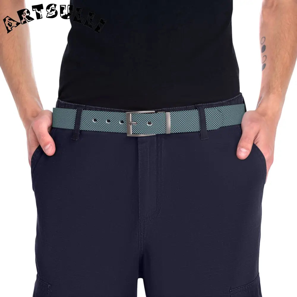 JAKKOUTTHEBXX Checkerboard Black and Blue Belt JAKKOUTTHEBXX