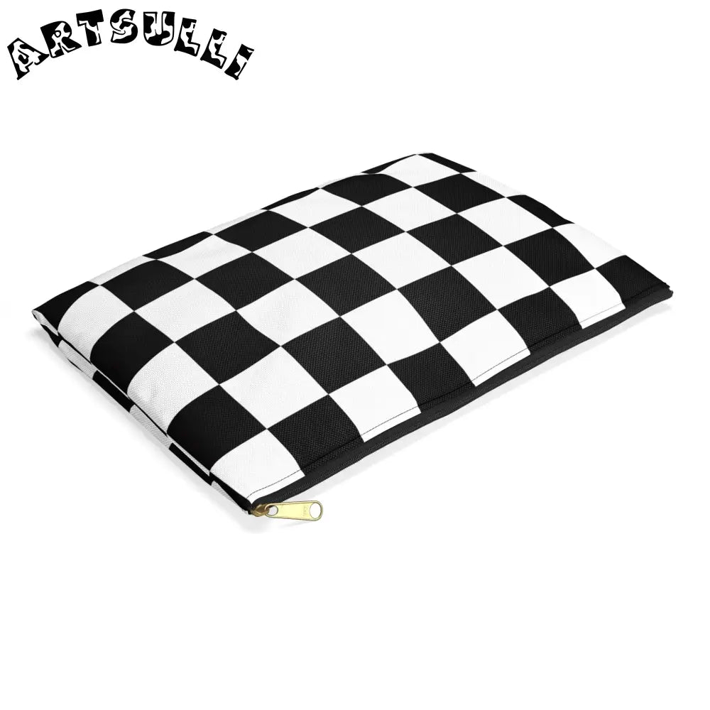 JAKKOUTTHEBXX Checkerboard Black and White Accessory Pouch