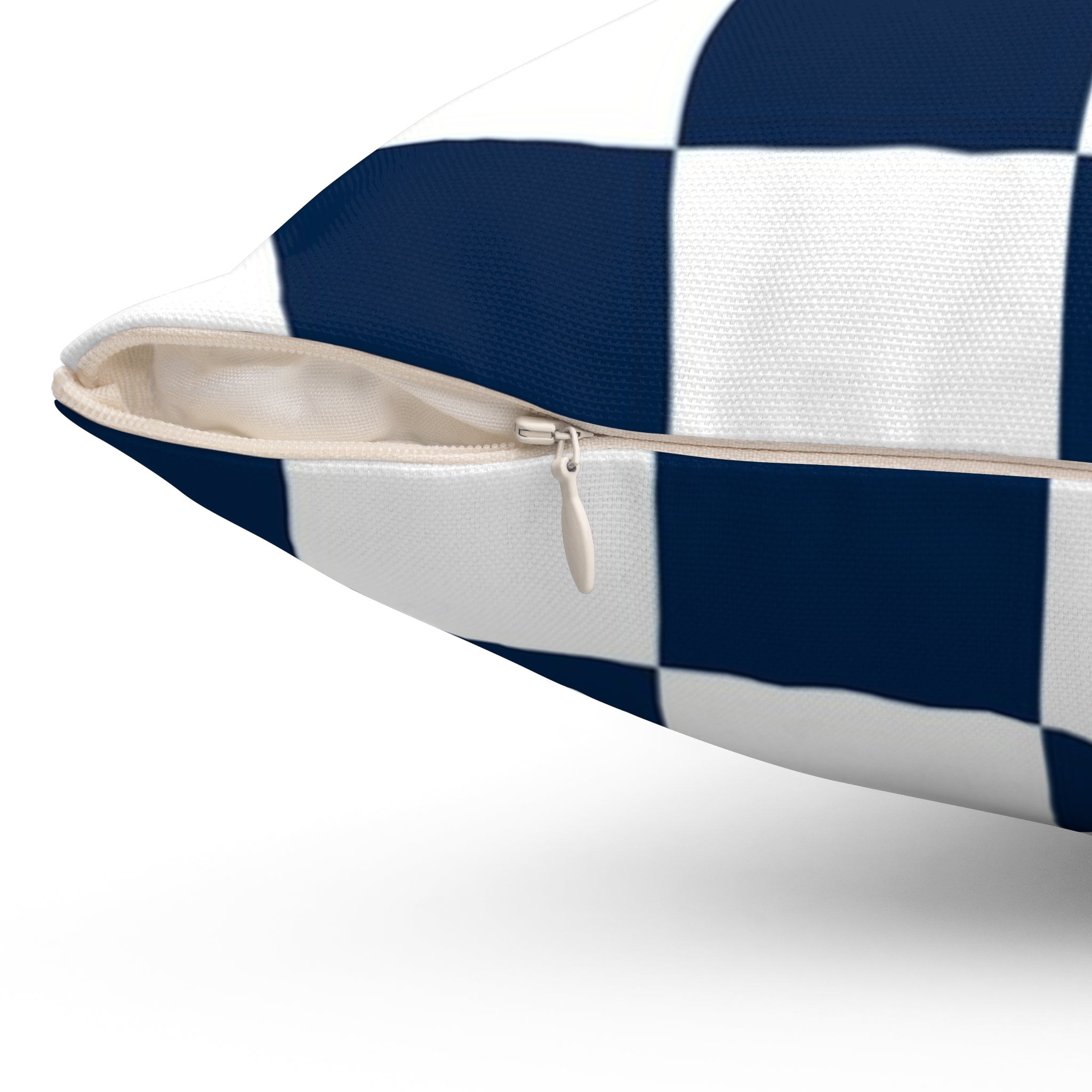 Checkerboard White and Navy Blue Spun Polyester Square Pillow, Artsulli - Art is Long, Life is Short, Home Decor, , , , , , , 