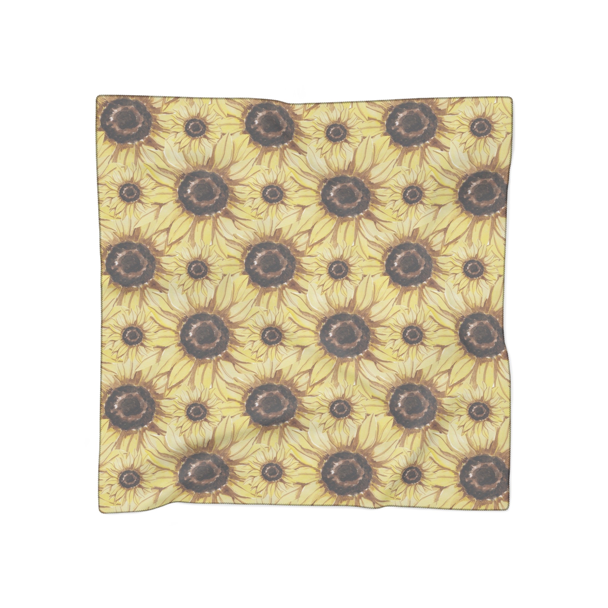 Retro Anime Sunflower Poly Scarf, Artsulli - Art is Long, Life is Short, Accessories, Color, Poly chiffon, Size, 25" × 25", , , 27768639611614473596