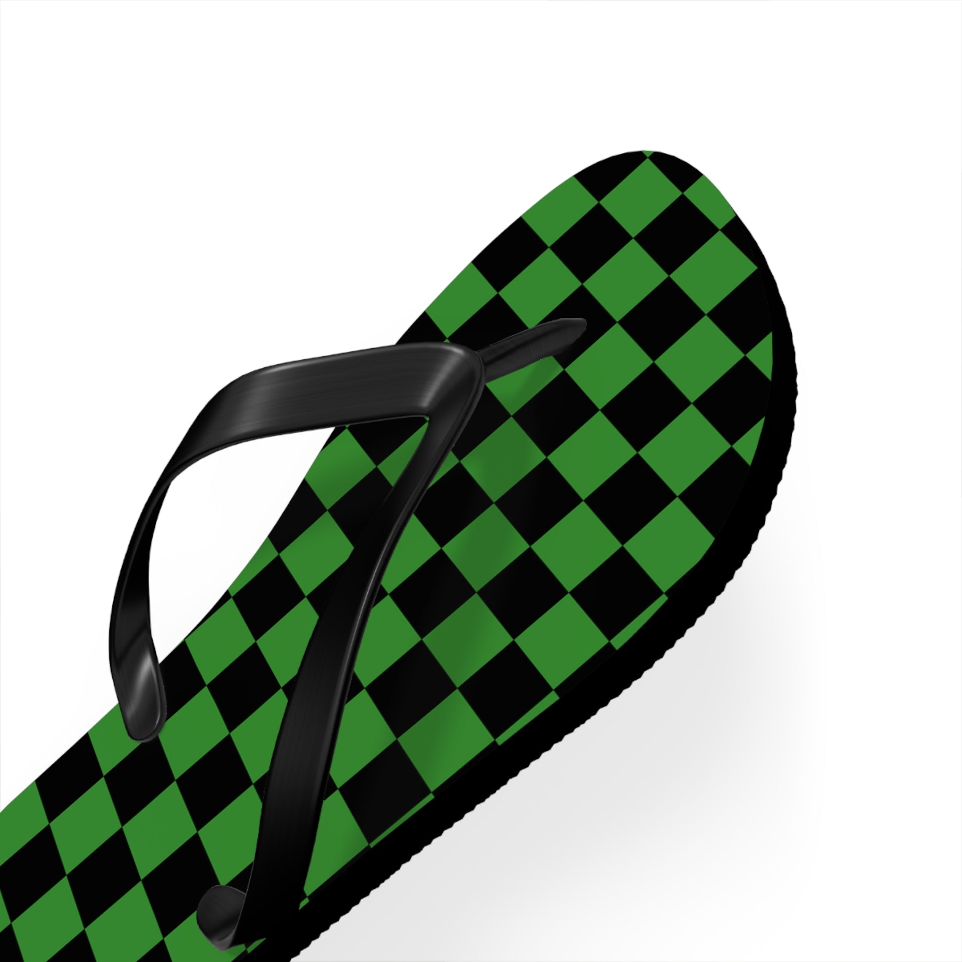 Checkerboard Green and Black Flip Flops, Artsulli - Art is Long, Life is Short, Shoes, , , , , , , 