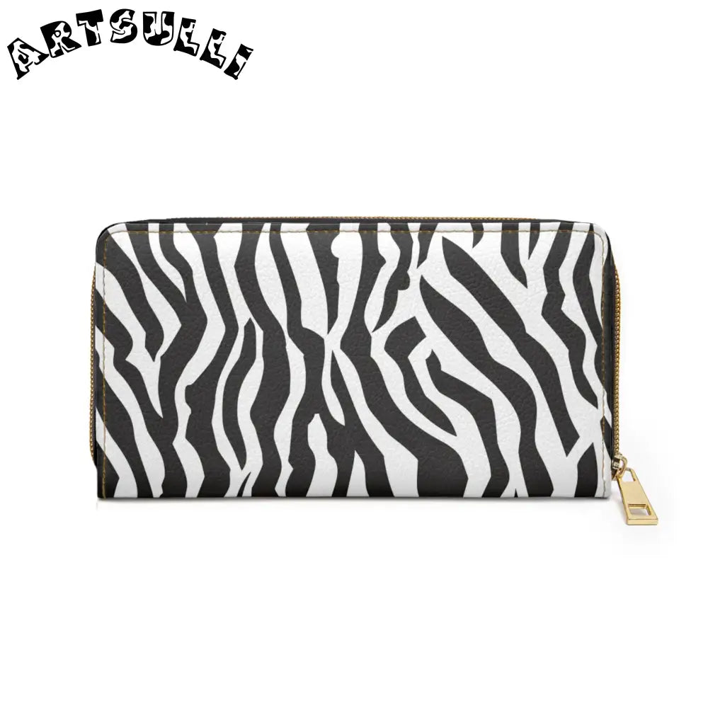 JAKKOUTTHEBXX Zebra Print Credit Card Wallet with Gold Zipper