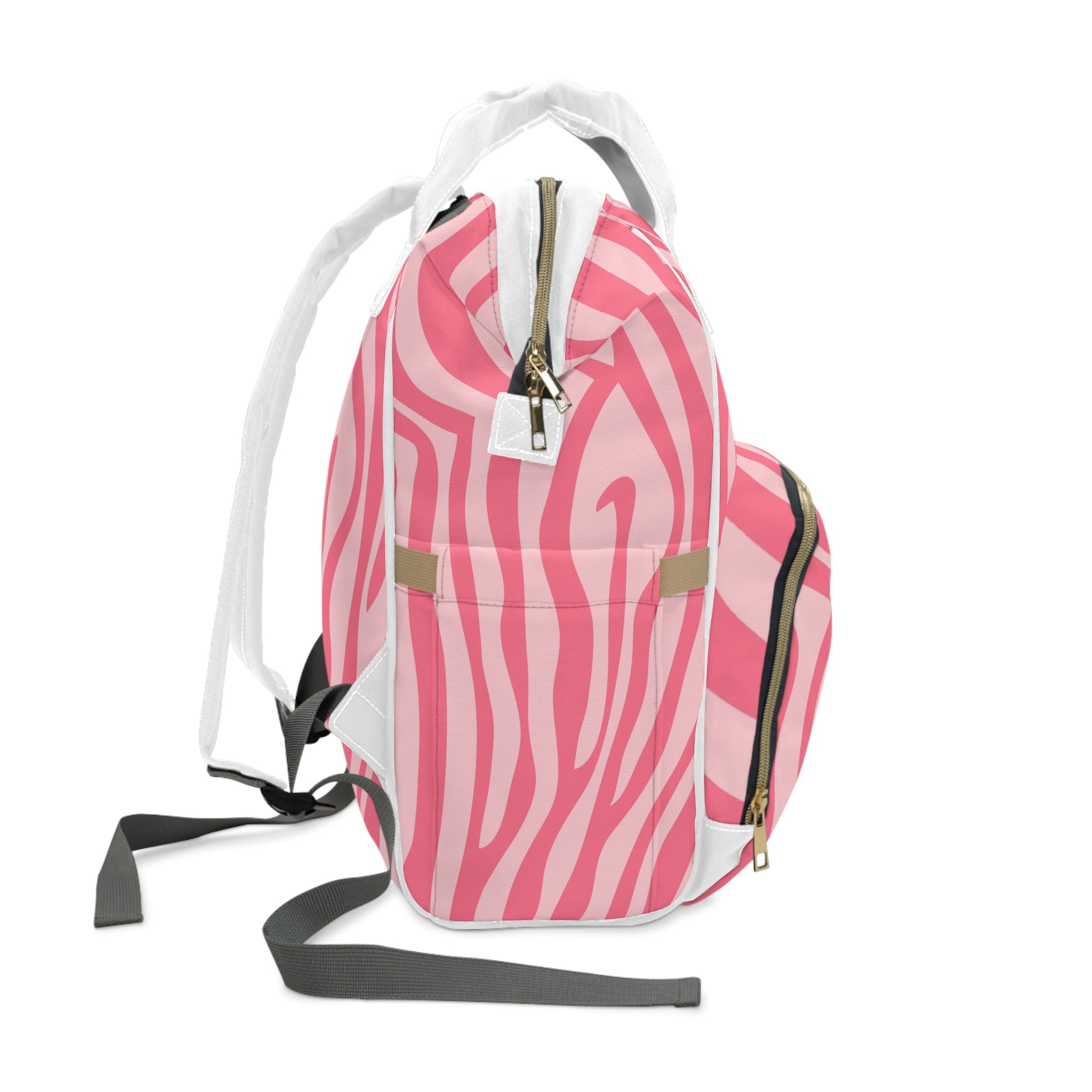 Nagels Pink Zebra Multifunctional Diaper Backpack, Artsulli - Art is Long, Life is Short, Bags, , , , , , , 