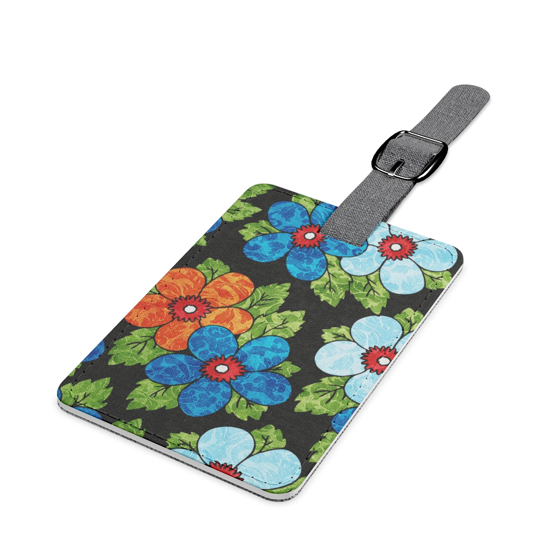 Groovy Black Floral Kl Saffiano Polyester Luggage Tag, Rectangle, Artsulli - Art is Long, Life is Short, Accessories, , , , , , , 