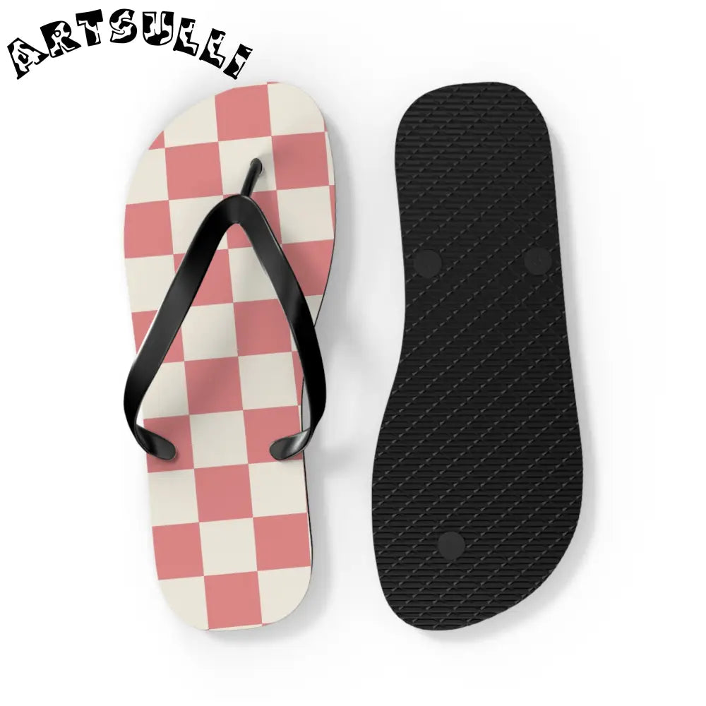 JAKKOUTTHEBXX Retro Checkered Grassland Sprites Flip Flops