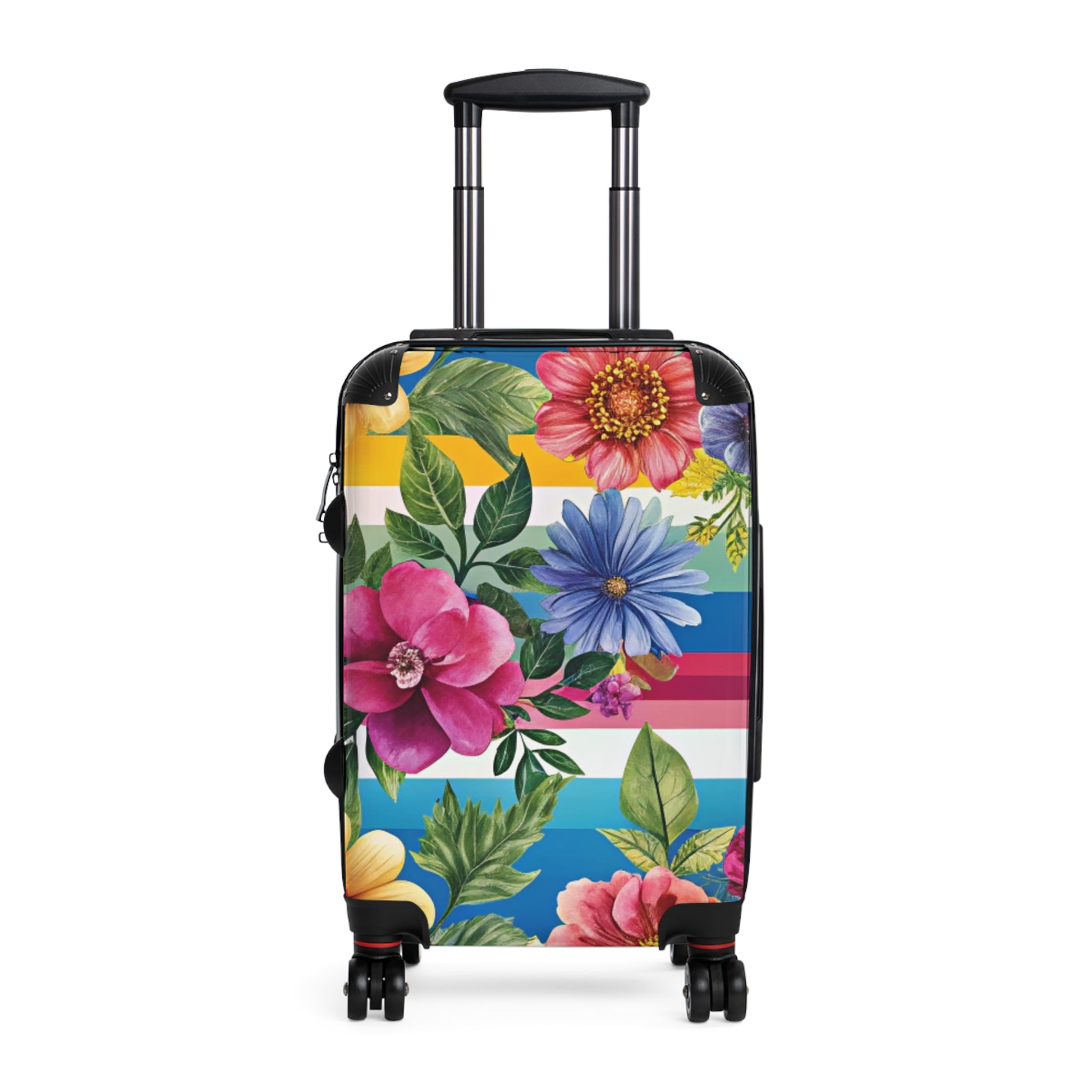Floral Stripe 4K Suitcase, Artsulli - Art is Long, Life is Short, Bags, Size, Small, Color, Black, , , 27645017779473590522