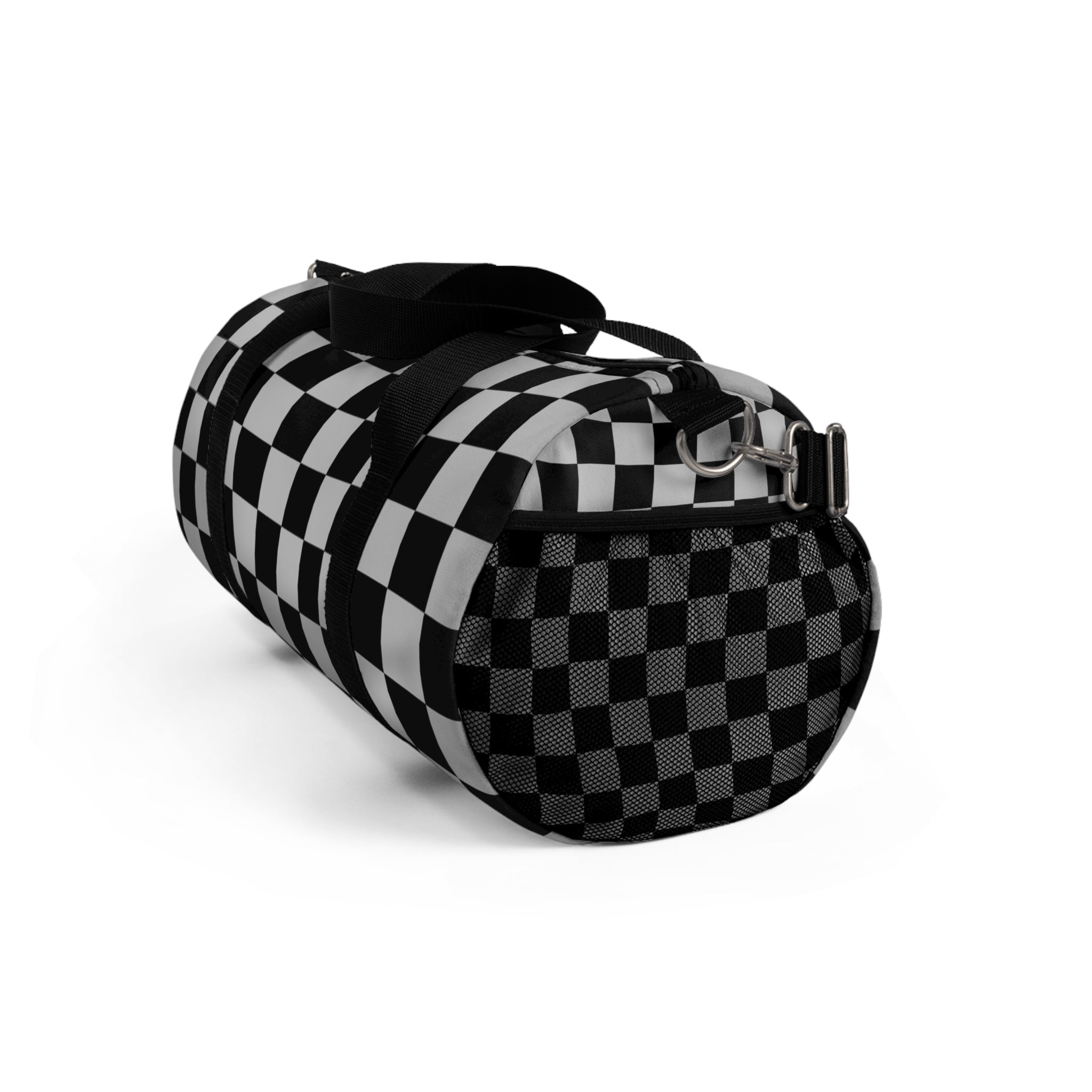 Checkerboard Dada Black and Light Gray Duffel Bag, Artsulli - Art is Long, Life is Short, Bags, , , , , , , 