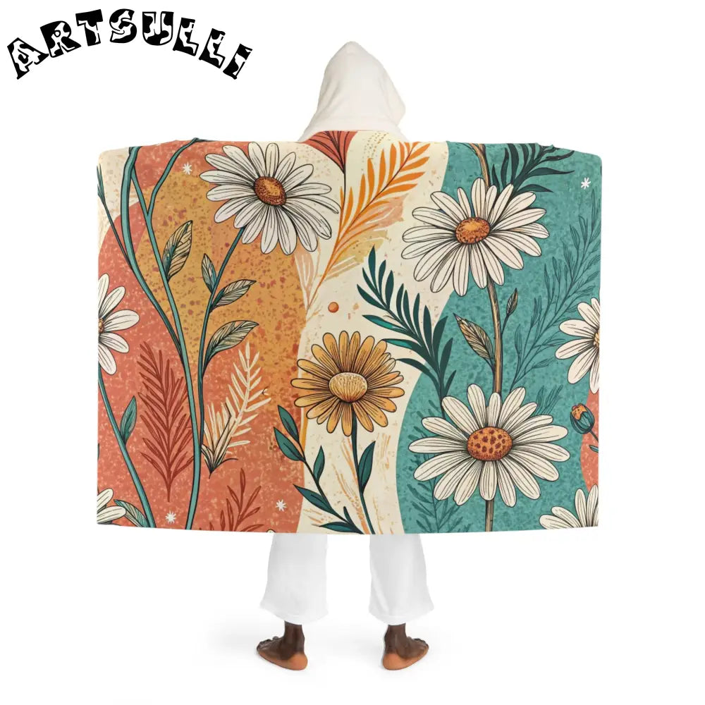 JAKKOUTTHEBXX Retro Daisy Dream Hooded Sherpa Fleece Blanket