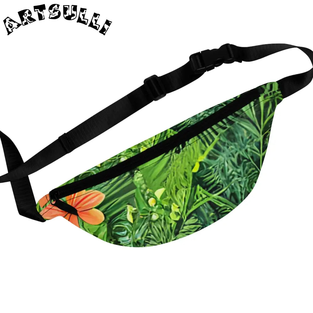 JAKKOUTTHEBXX Tropical Print Fanny Pack with Inside Divider