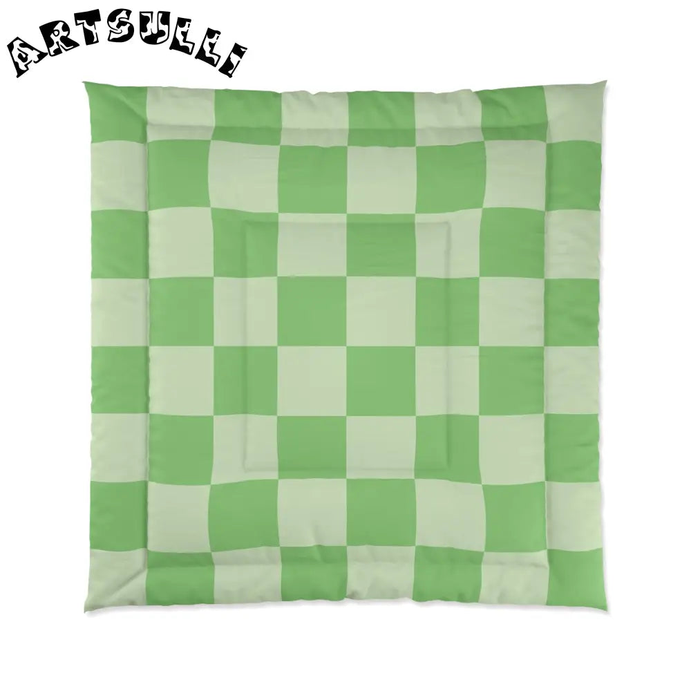JAKKOUTTHEBXX Checkerboard Green Comforter JAKKOUTTHEBXX Artsulli