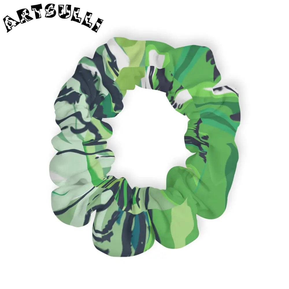 JAKKOUTTHEBXX Tropical Jungle Tigers Green Scrunchie JAKKOUTTHEBXX