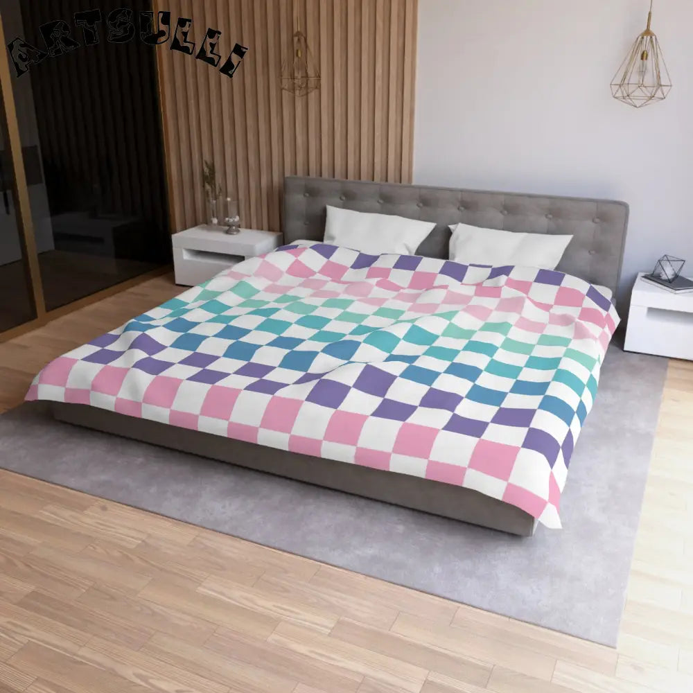 JAKKOUTTHEBXX Vaporwave Rainbow Checkerboard Multi-Color Microfiber