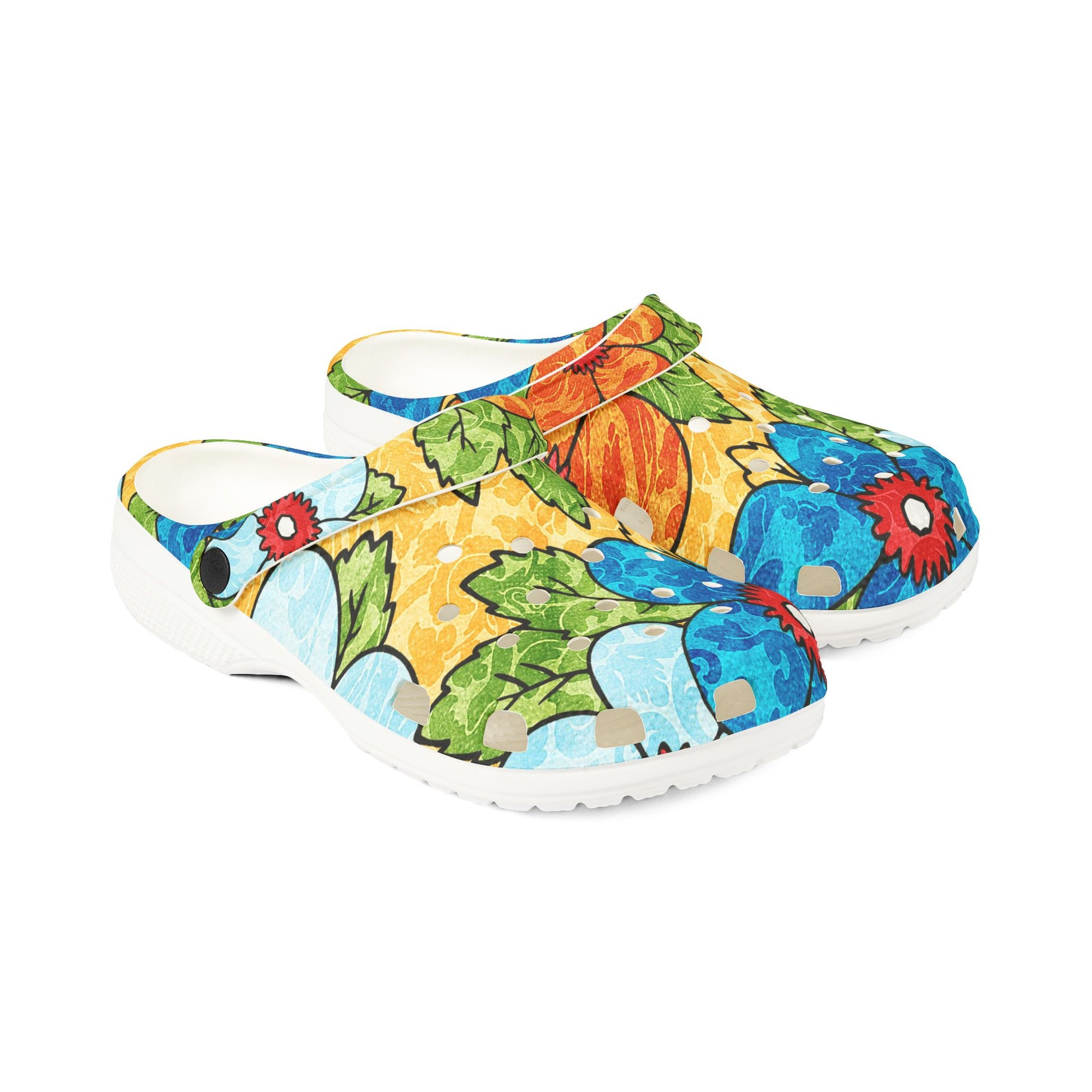 Groovy Yellow Floral Kl EVA Foam Rubber Shoes (AOP), Artsulli - Art is Long, Life is Short, Shoes, , , , , , , 