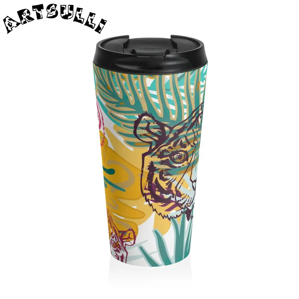 JAKKOUTTHEBXX Tropical Jungle Tigers Brown and Green Stainless Steel