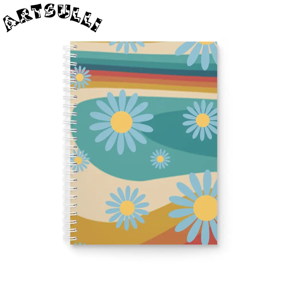 JAKKOUTTHEBXX Psychedelic Floral Hills Multi-Color Spiral Notebook