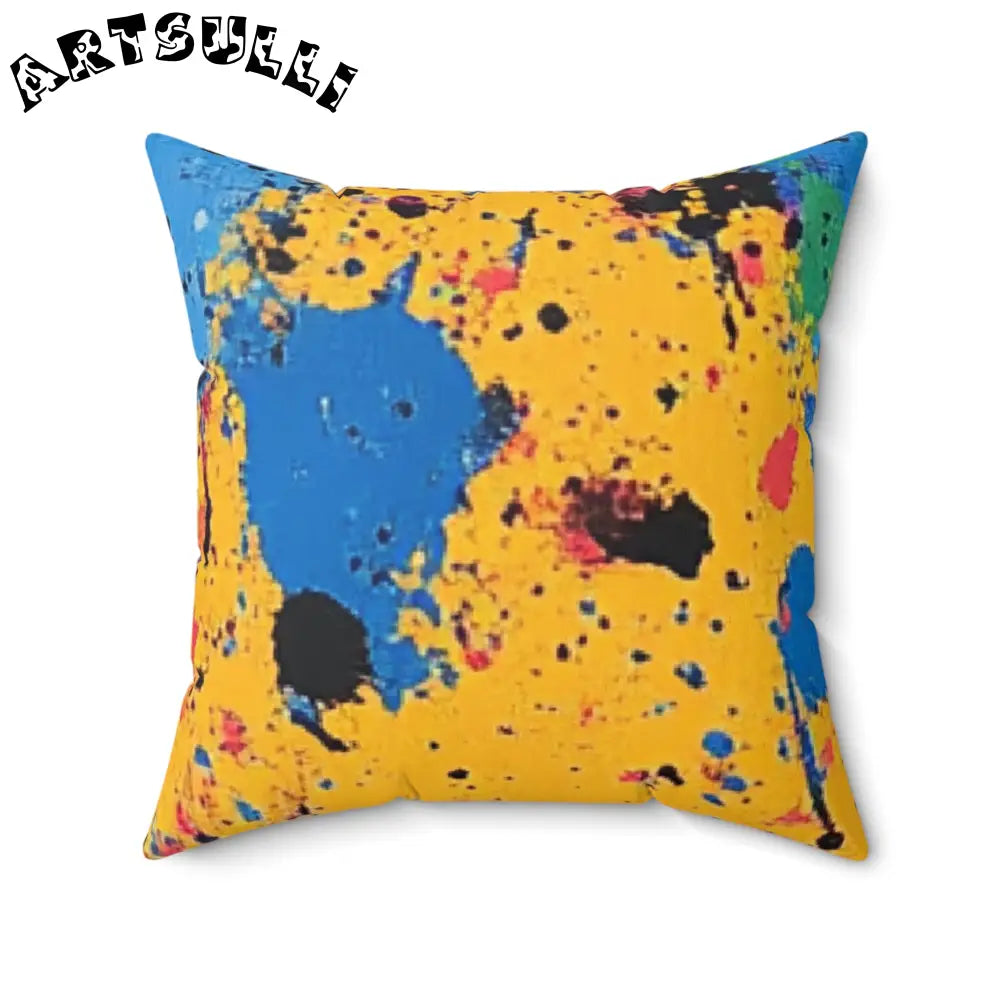 JAKKOUTTHEBXX The Colors Of Paint Splatter Spun Polyester Square