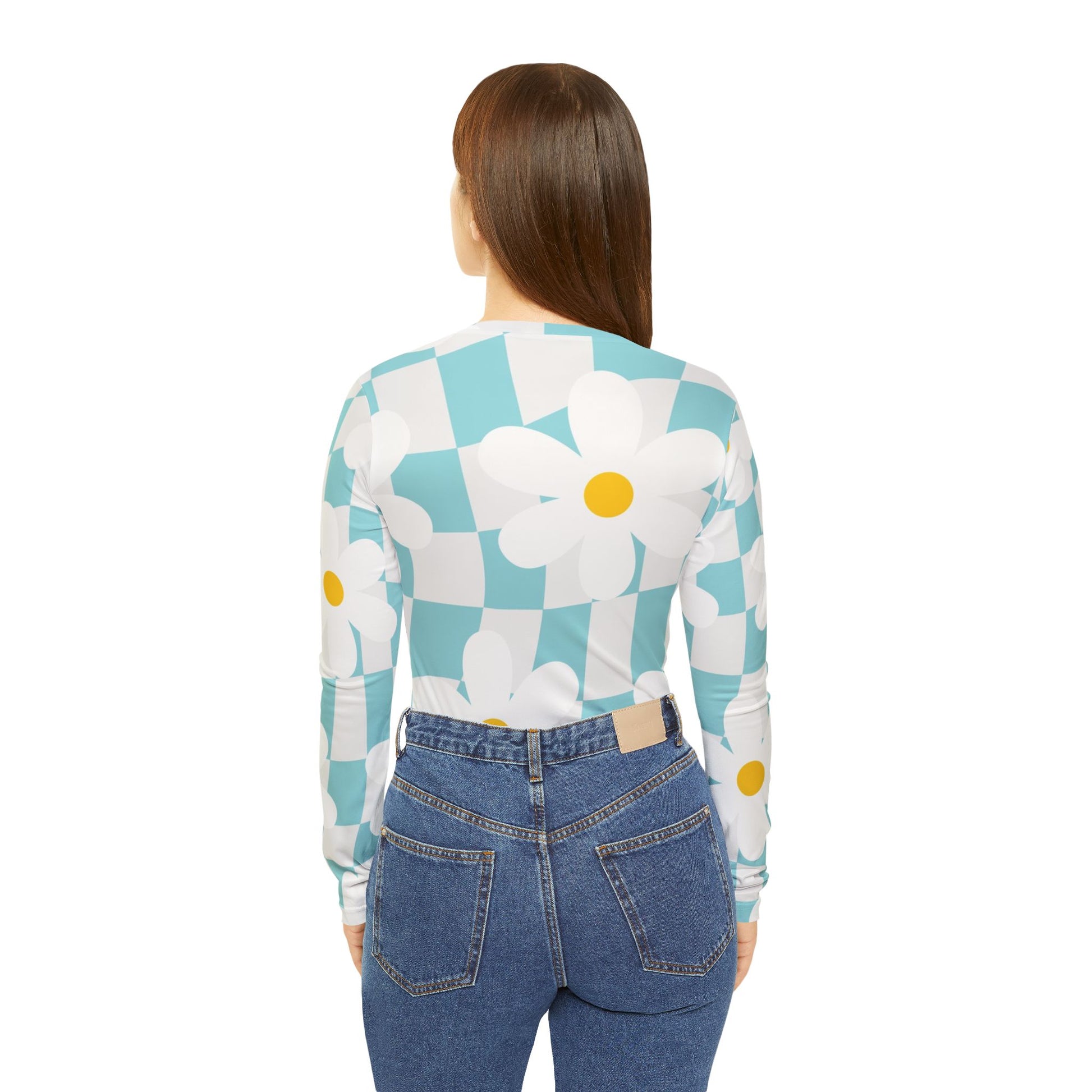 Trippy Check Garden Women's Long Sleeve V-neck Shirt (AOP), Artsulli - Art is Long, Life is Short, All Over Prints, , , , , , , 
