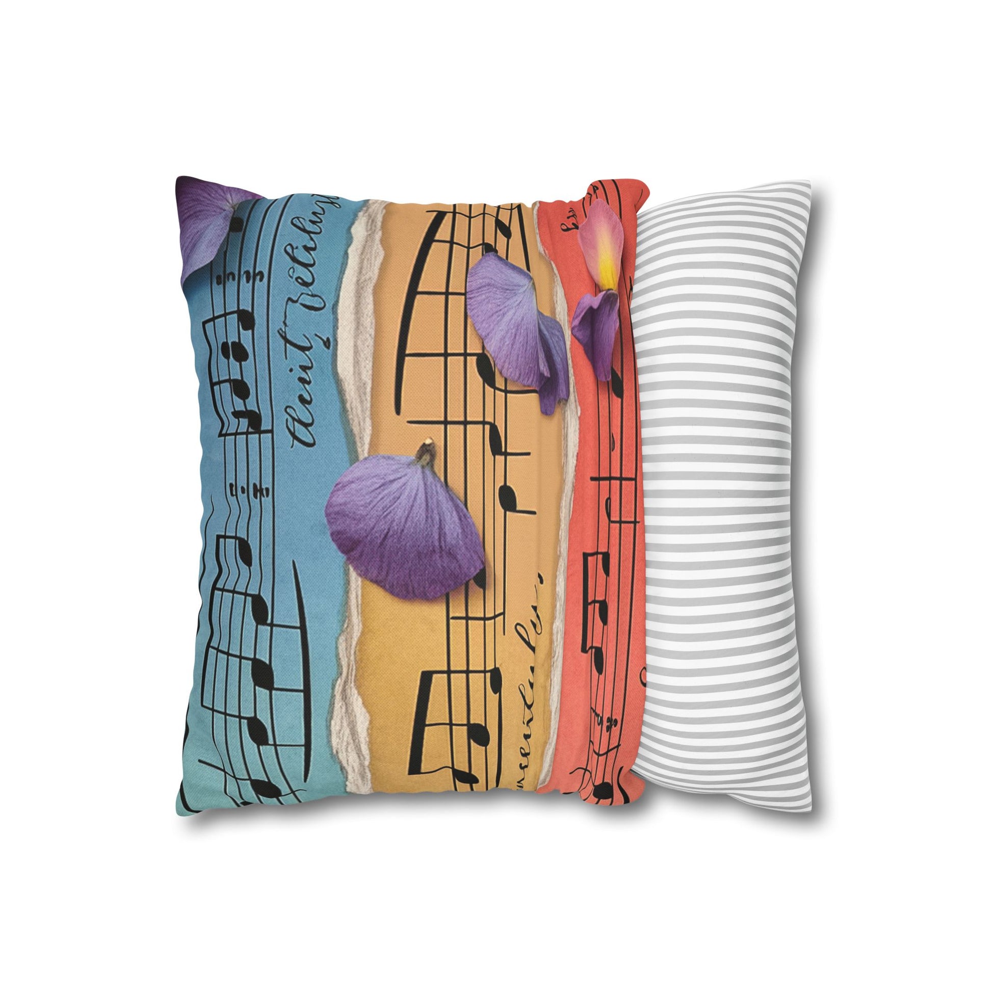 Torn Type Beat Sheet Music Multi-Color Spun Polyester Square Pillowcase, Artsulli - Art is Long, Life is Short, Home Decor, , , , , , , 