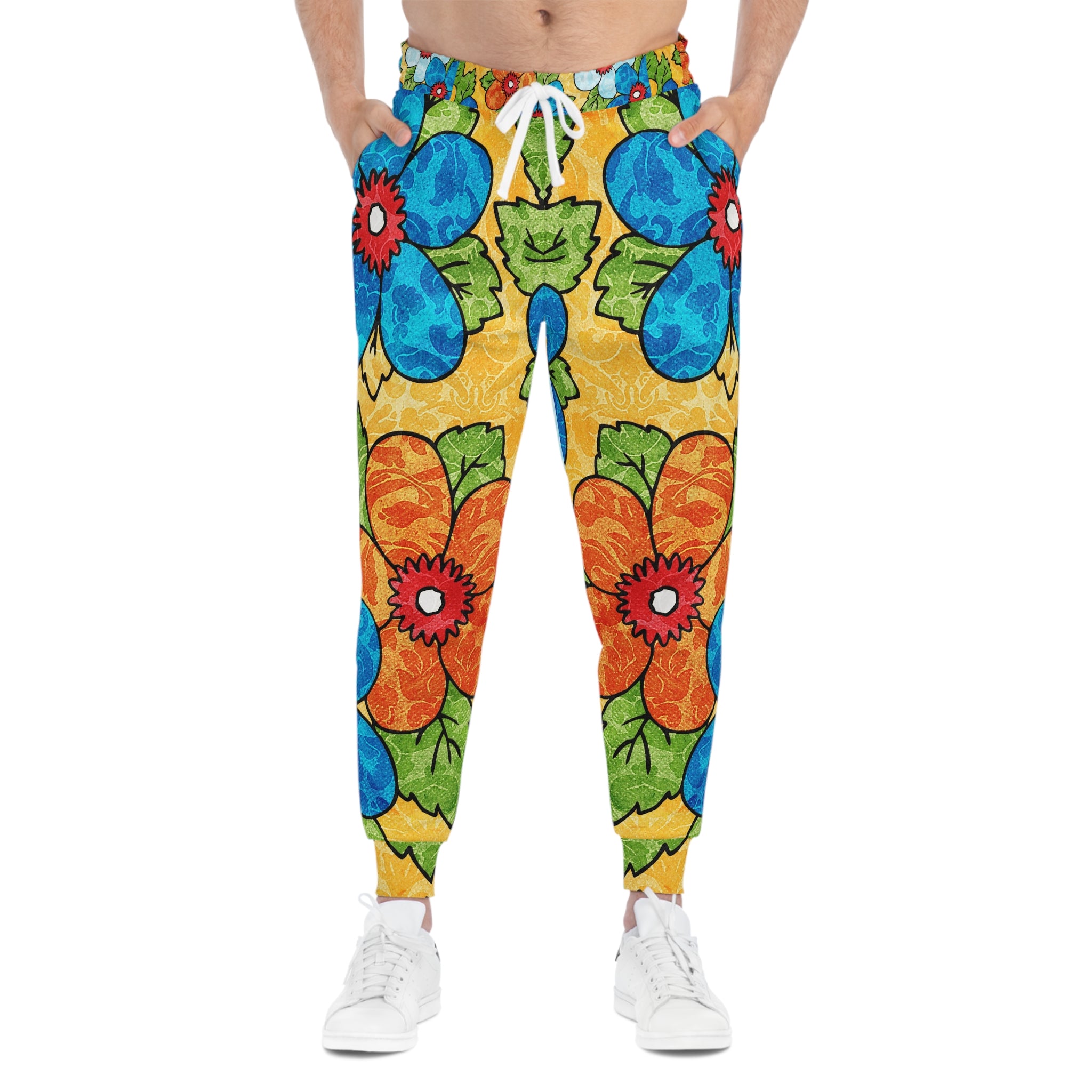 Groovy Yellow Floral Kl II Athletic Joggers (AOP), Artsulli - Art is Long, Life is Short, All Over Prints, , , , , , , 